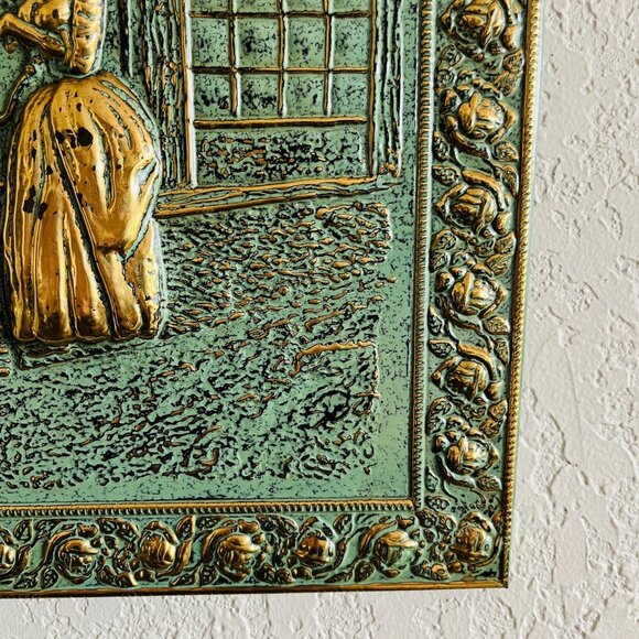 Vintage Art Repurposed Coal Box Brass Gallery Wall 15x10 Cottagecore Colonial - Picture 6 of 11